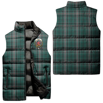 Kelly of Sleat Hunting Tartan Sleeveless Puffer Jacket with Family Crest