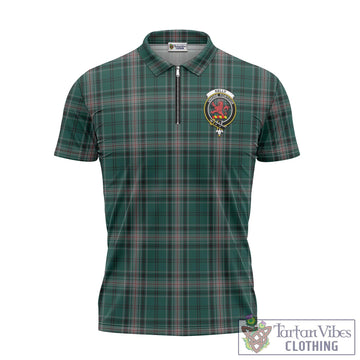 Kelly of Sleat Hunting Tartan Zipper Polo Shirt with Family Crest