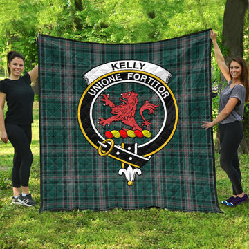 Kelly of Sleat Hunting Tartan Quilt with Family Crest