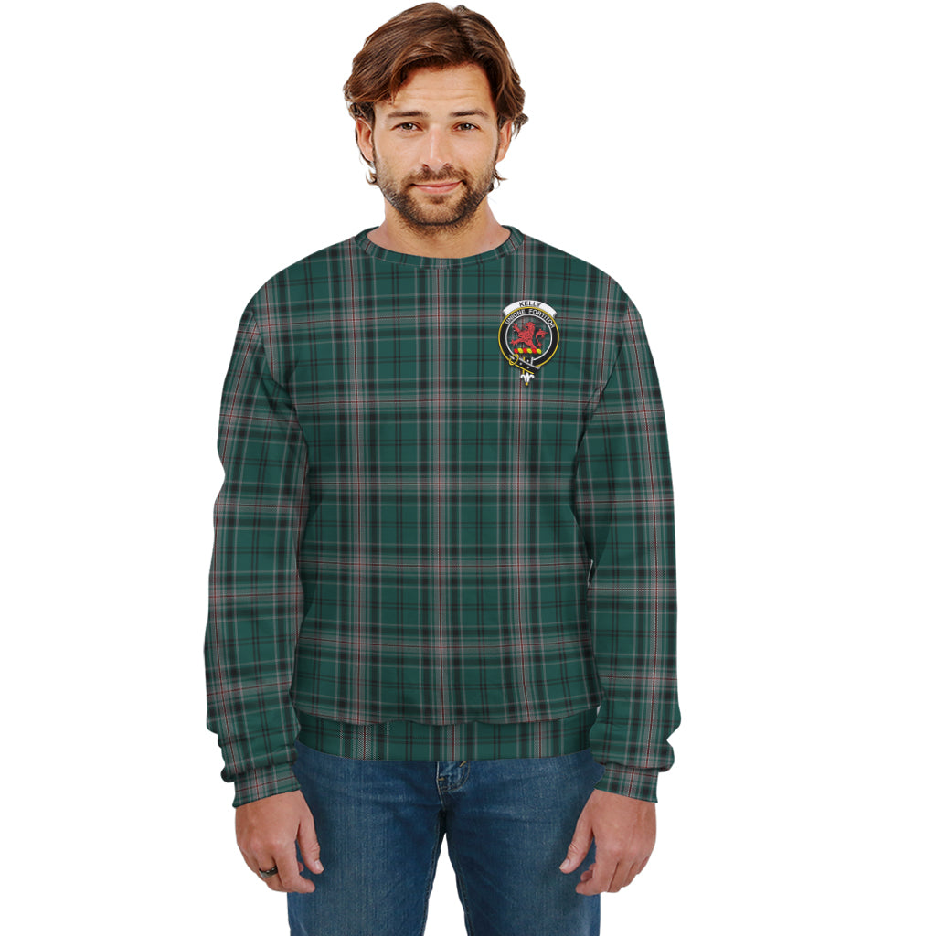 kelly-of-sleat-hunting-tartan-sweatshirt-with-family-crest