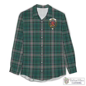 Kelly of Sleat Hunting Tartan Womens Casual Shirt with Family Crest