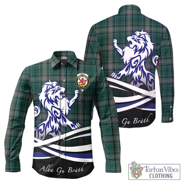 Kelly of Sleat Hunting Tartan Long Sleeve Button Up Shirt with Alba Gu Brath Regal Lion Emblem