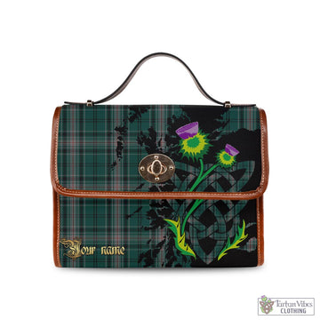Kelly of Sleat Hunting Tartan Waterproof Canvas Bag with Scotland Map and Thistle Celtic Accents