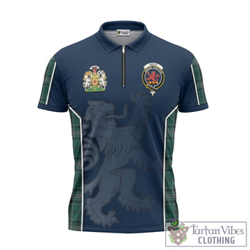 Kelly of Sleat Hunting Tartan Zipper Polo Shirt with Family Crest and Lion Rampant Vibes Sport Style