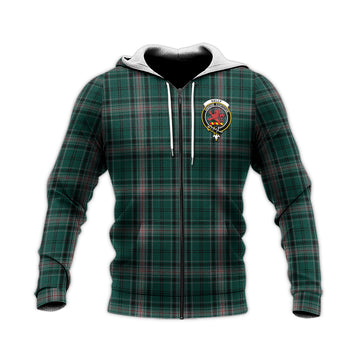 Kelly of Sleat Hunting Tartan Knitted Hoodie with Family Crest