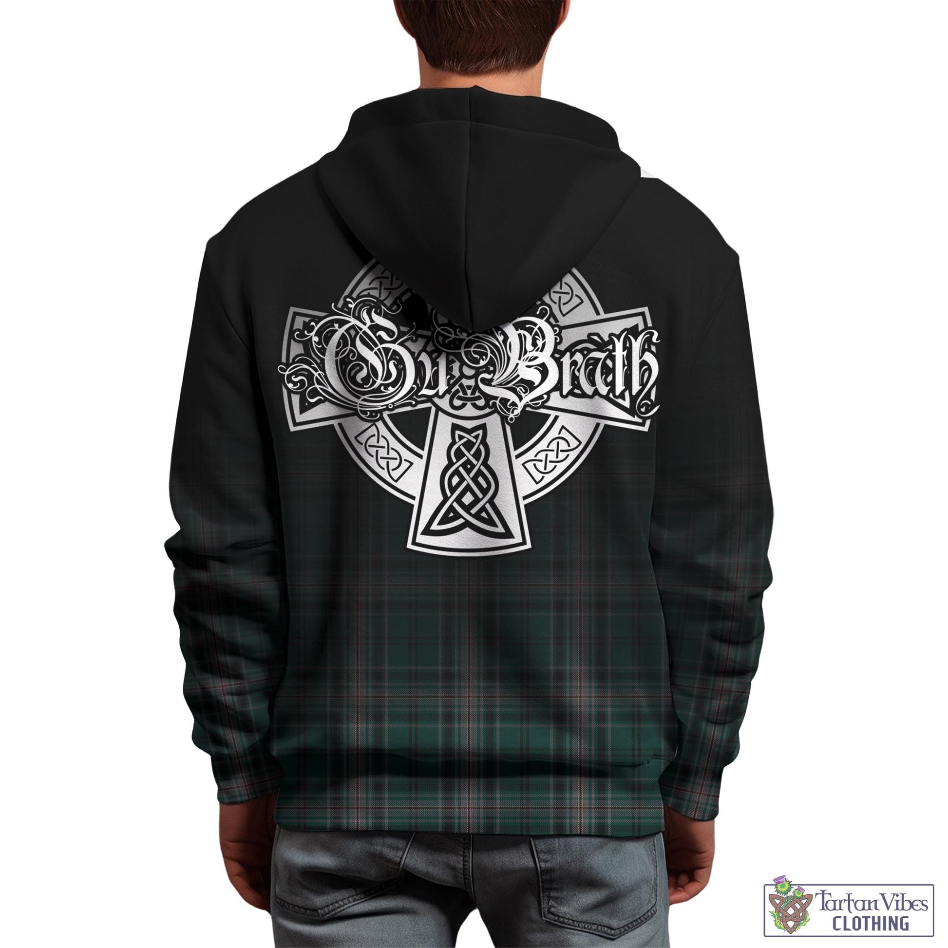 Tartan Vibes Clothing Kelly of Sleat Hunting Tartan Hoodie Featuring Alba Gu Brath Family Crest Celtic Inspired