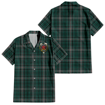 Kelly of Sleat Hunting Tartan Short Sleeve Button Down Shirt with Family Crest