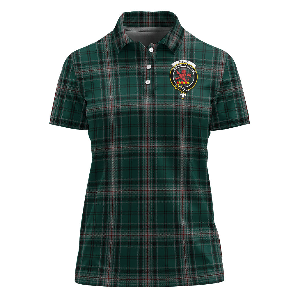 kelly-of-sleat-hunting-tartan-polo-shirt-with-family-crest-for-women