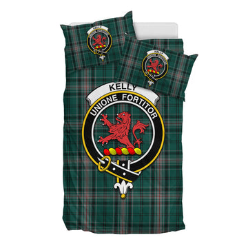 Kelly of Sleat Hunting Tartan Bedding Set with Family Crest