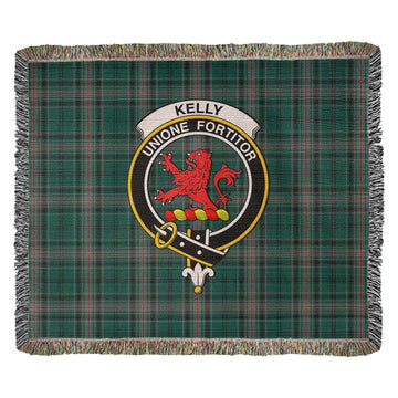 Kelly of Sleat Hunting Tartan Woven Blanket with Family Crest