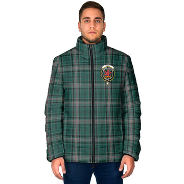 Kelly of Sleat Hunting Tartan Padded Jacket with Family Crest
