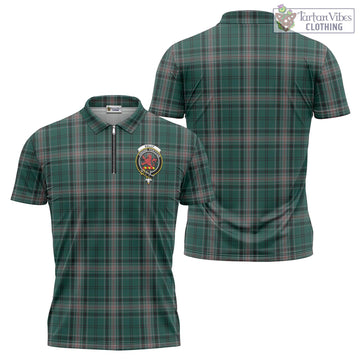 Kelly of Sleat Hunting Tartan Zipper Polo Shirt with Family Crest