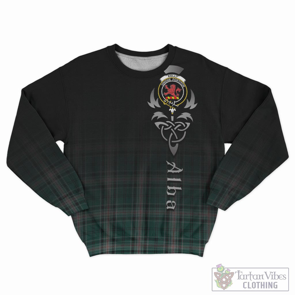 Tartan Vibes Clothing Kelly of Sleat Hunting Tartan Sweatshirt Featuring Alba Gu Brath Family Crest Celtic Inspired