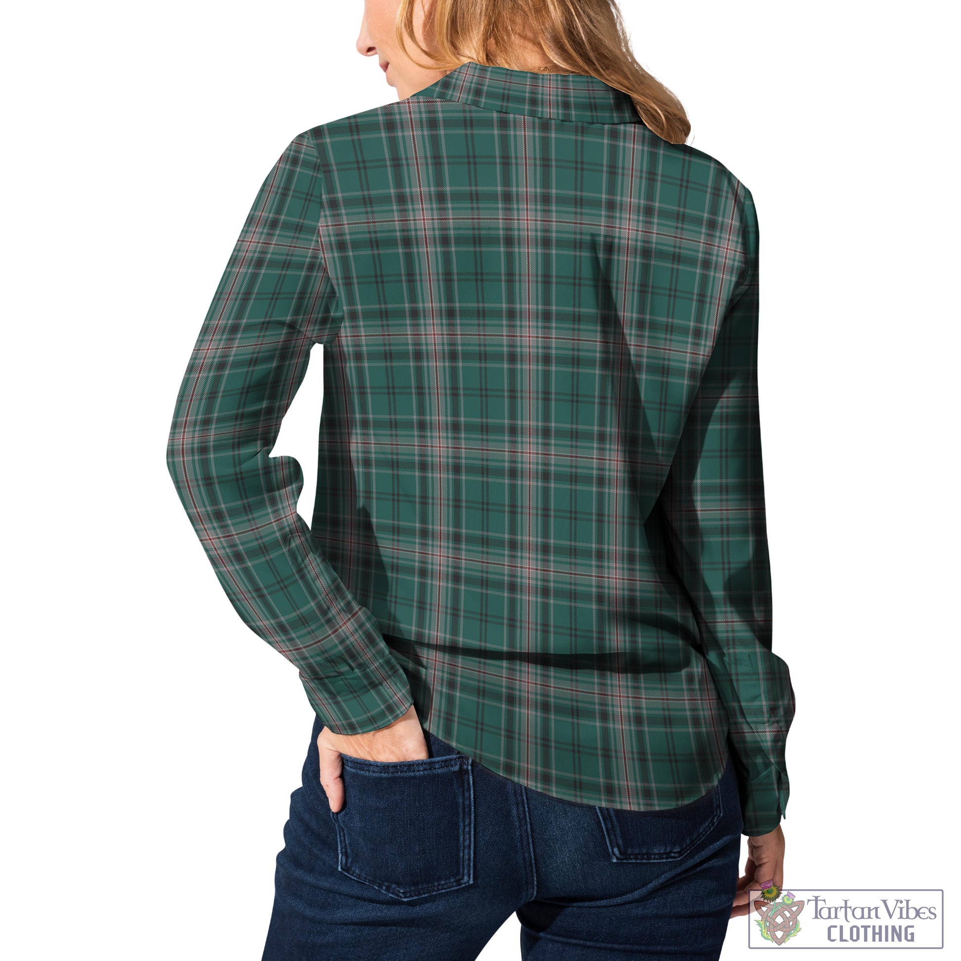 Tartan Vibes Clothing Kelly of Sleat Hunting Tartan Womens Casual Shirt with Family Crest