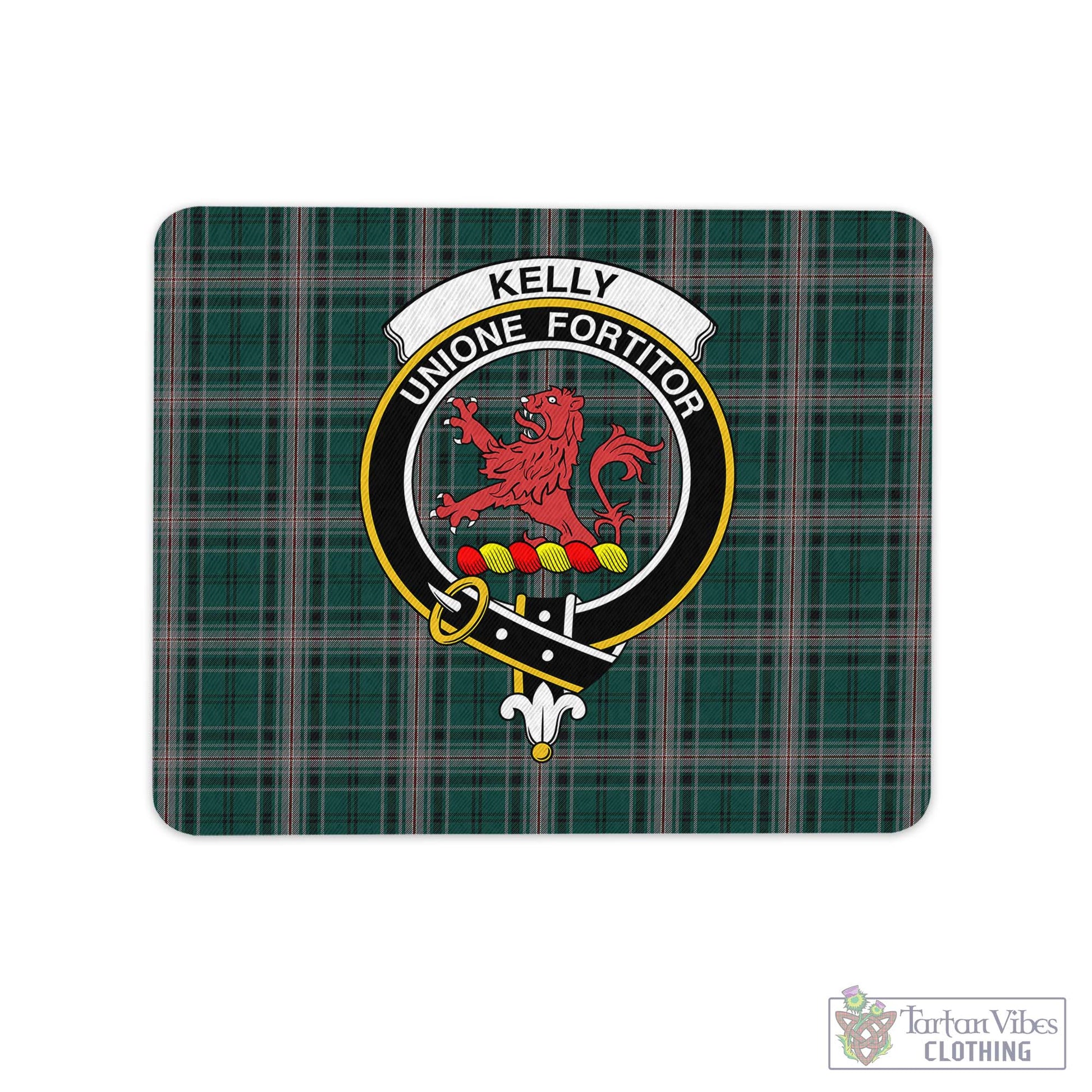 Tartan Vibes Clothing Kelly of Sleat Hunting Tartan Mouse Pad with Family Crest