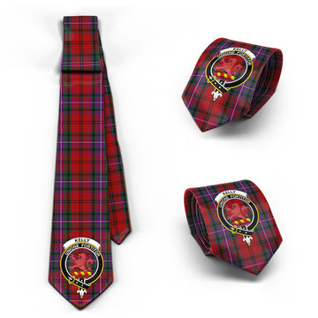 Kelly of Sleat Red Tartan Classic Necktie with Family Crest