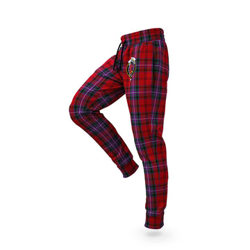 Kelly of Sleat Red Tartan Joggers Pants with Family Crest