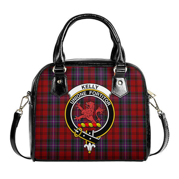 Kelly of Sleat Red Tartan Shoulder Handbags with Family Crest