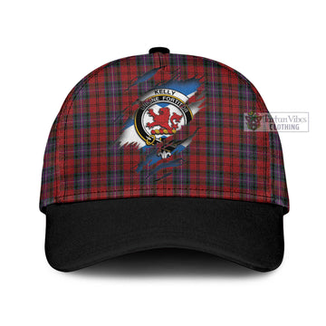 Kelly of Sleat Red Tartan Classic Cap with Family Crest In Me Style