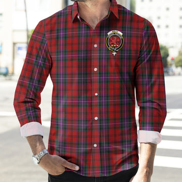 Kelly of Sleat Red Tartan Long Sleeve Button Up Shirt with Family Crest