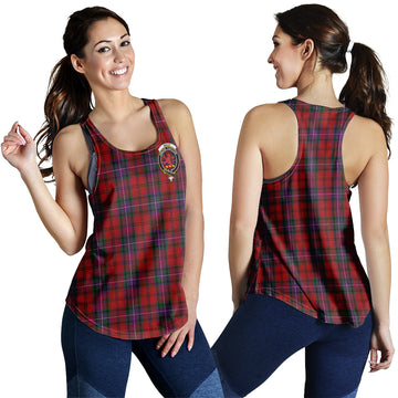 Kelly of Sleat Red Tartan Women Racerback Tanks with Family Crest