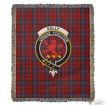 Kelly of Sleat Red Tartan Woven Blanket with Family Crest