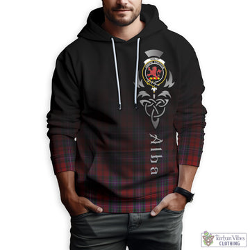 Kelly of Sleat Red Tartan Hoodie Featuring Alba Gu Brath Family Crest Celtic Inspired