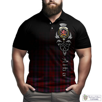 Kelly of Sleat Red Tartan Polo Shirt Featuring Alba Gu Brath Family Crest Celtic Inspired