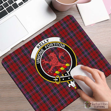 Kelly of Sleat Red Tartan Mouse Pad with Family Crest