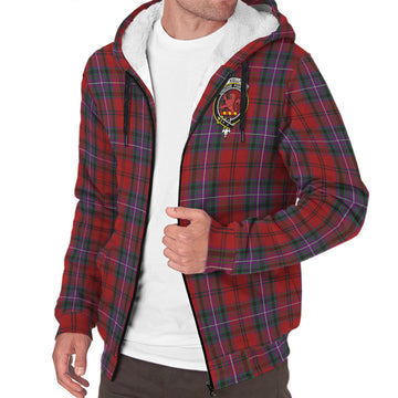 Kelly of Sleat Red Tartan Sherpa Hoodie with Family Crest