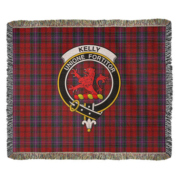 Kelly of Sleat Red Tartan Woven Blanket with Family Crest