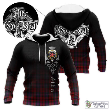 Kelly of Sleat Red Tartan Knitted Hoodie Featuring Alba Gu Brath Family Crest Celtic Inspired