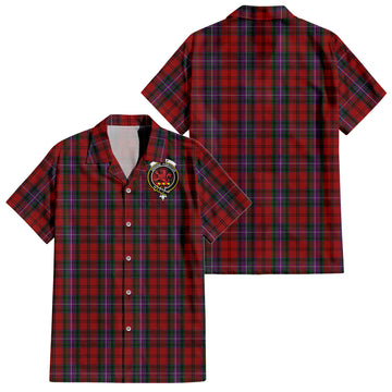 Kelly of Sleat Red Tartan Short Sleeve Button Down Shirt with Family Crest