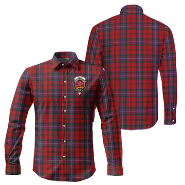 Kelly of Sleat Red Tartan Long Sleeve Button Up Shirt with Family Crest