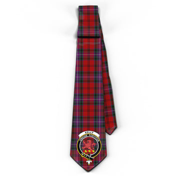 Kelly of Sleat Red Tartan Classic Necktie with Family Crest