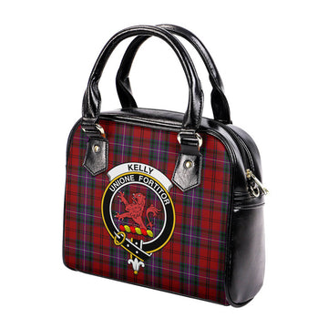 Kelly of Sleat Red Tartan Shoulder Handbags with Family Crest