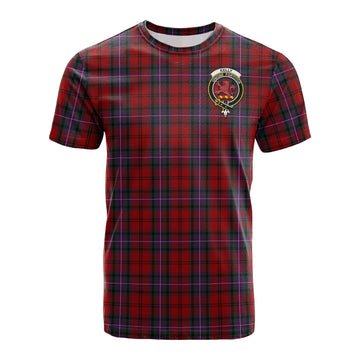 Kelly of Sleat Red Tartan T-Shirt with Family Crest