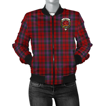 Kelly of Sleat Red Tartan Bomber Jacket with Family Crest