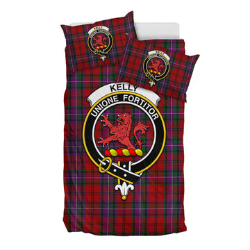 Kelly of Sleat Red Tartan Bedding Set with Family Crest