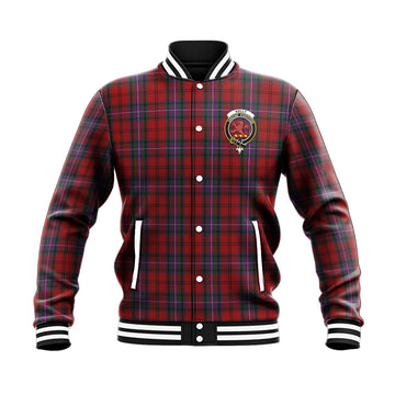 Kelly of Sleat Red Tartan Baseball Jacket with Family Crest