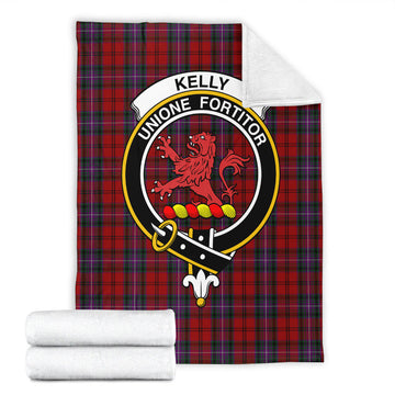 Kelly of Sleat Red Tartan Blanket with Family Crest