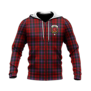 Kelly of Sleat Red Tartan Knitted Hoodie with Family Crest