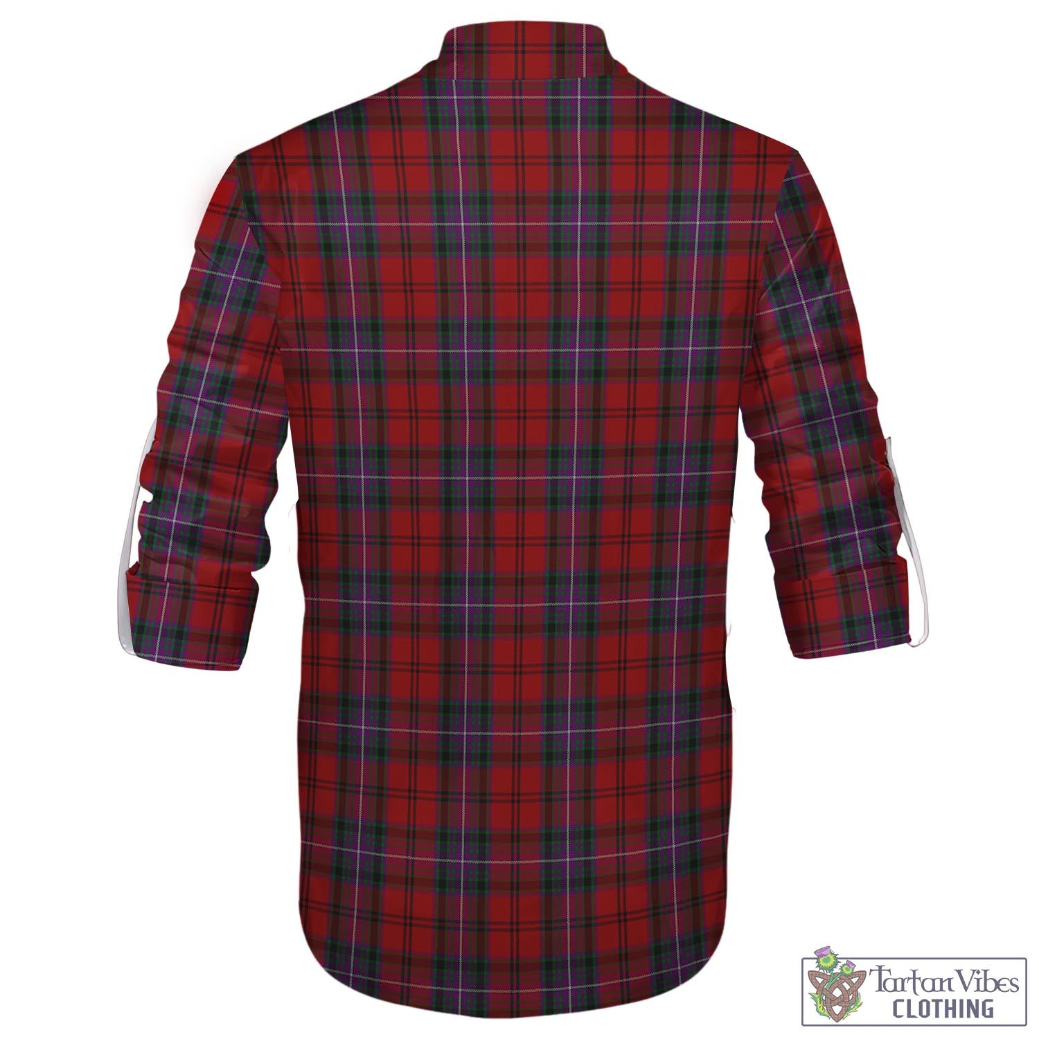 Tartan Vibes Clothing Kelly of Sleat Red Tartan Men's Scottish Traditional Jacobite Ghillie Kilt Shirt