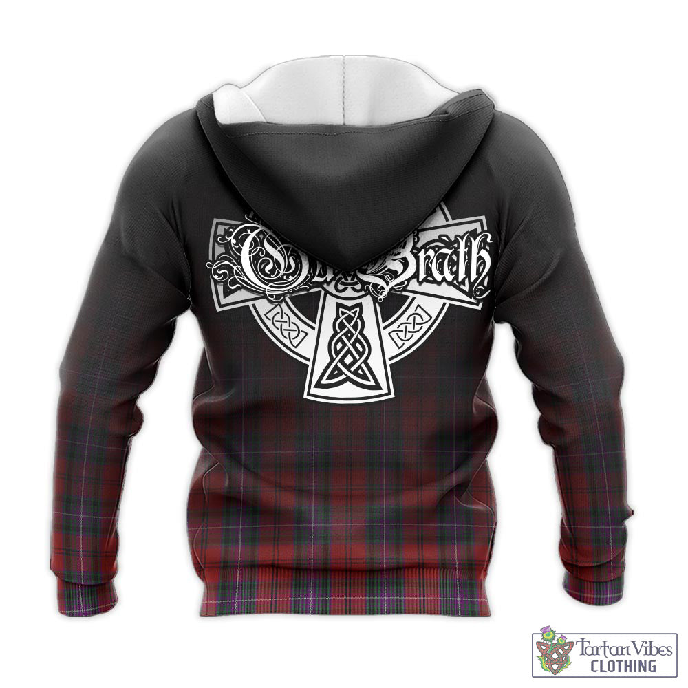 Tartan Vibes Clothing Kelly of Sleat Red Tartan Knitted Hoodie Featuring Alba Gu Brath Family Crest Celtic Inspired