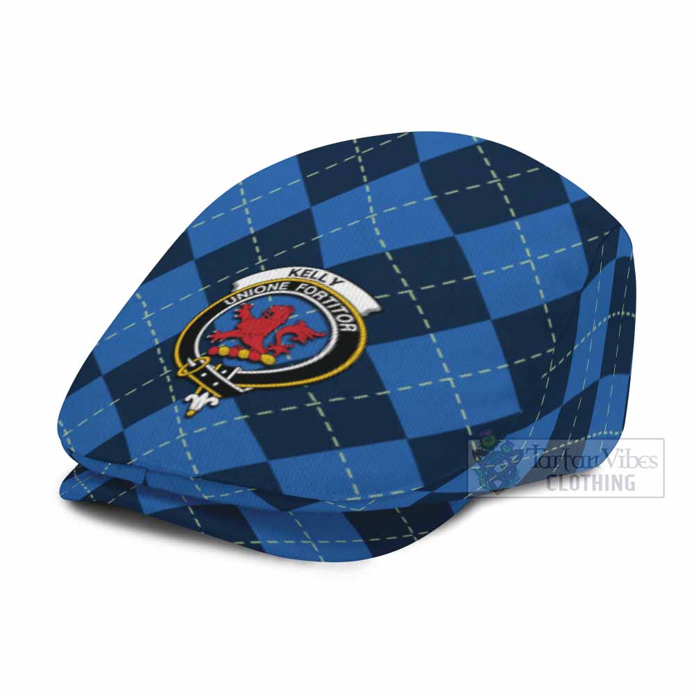 Kelly Scottish Family Crest Flat Cap, Jeff Cap Navy Argyle Classic Style - Tartan Vibes Clothing