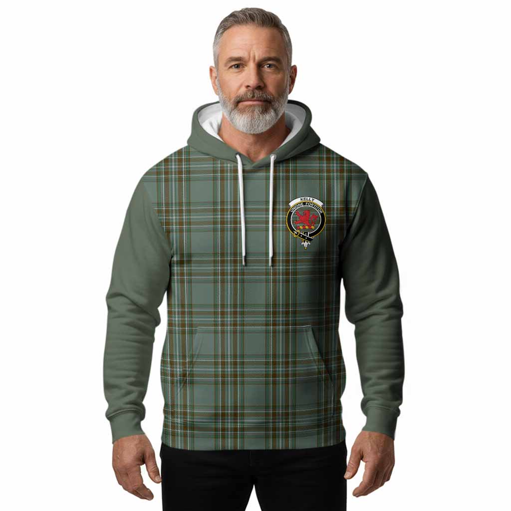 Kelly Tartan Accent Hoodie with Family Crest