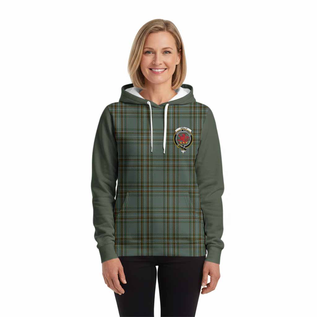 Kelly Tartan Accent Hoodie with Family Crest