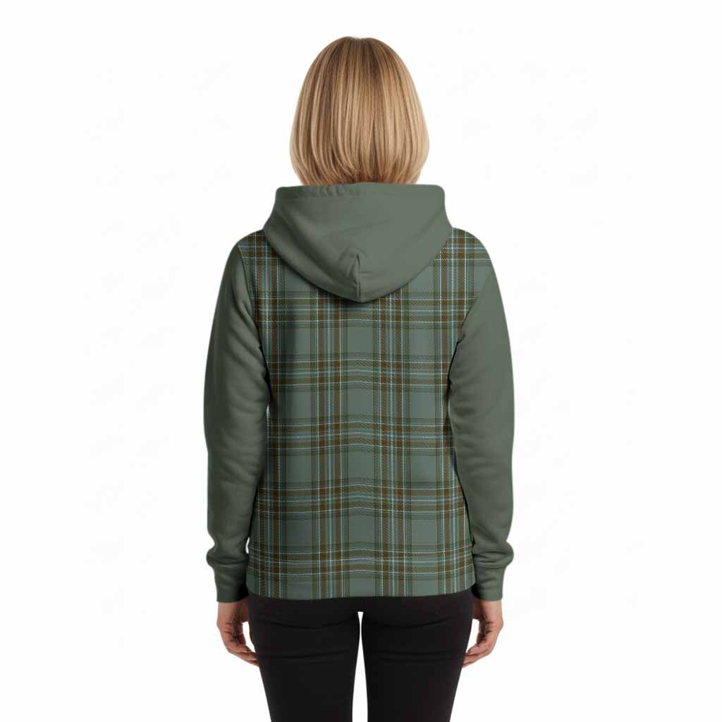 Kelly Tartan Accent Hoodie with Family Crest
