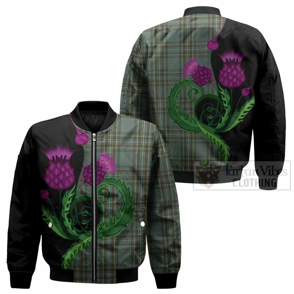 Kelly Tartan Bomber Jacket Traditional Scottish Thistle