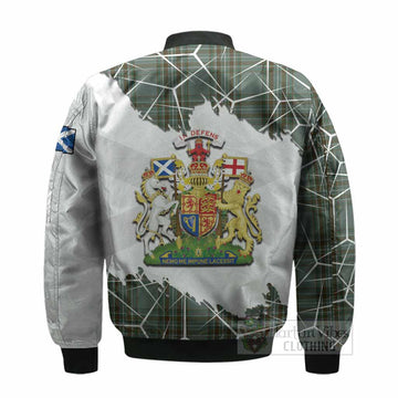 Kelly Tartan Bomber Jacket with Family Crest and Lion Rampant Grunge Style